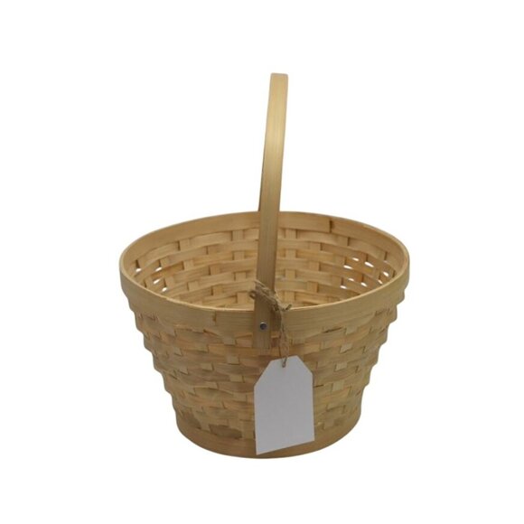 Natural Bamboo Woven Basket With Handle - Picture 2 of 6